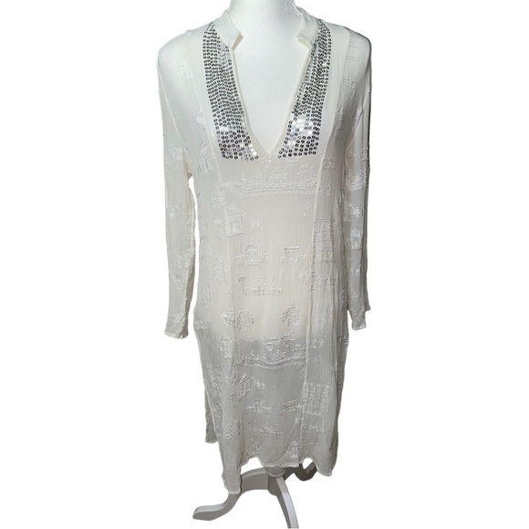 Chico’s Embroidered Silk Tunic Sz 1 (M) - Picture 1 of 11